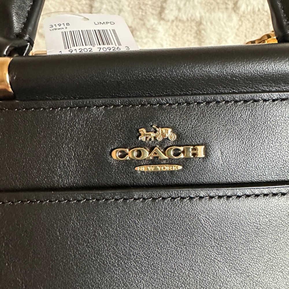 NWT! RARE! 31918 Coach x Selena Gomez Women's Bag Black Leather Grace 20 Satchel - Picture 10 of 11